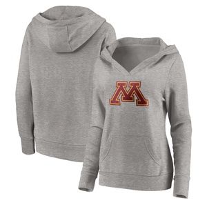 Minnesota Gophers Fanatics  Women's Primary Logo V-Neck Pullover Heather Gray